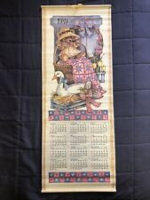 Vintage 1989 Wooden Scroll Calendar Teddy Bear picture