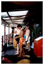   1980s Dancing Crossdress Drunk Man Gay Coconut 1 Vintage Photo Snapshot Hawaii picture