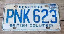 Beautiful British Columbia 1976 License Plate PNK 623 Canada picture