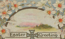 Floral Archway over Nature Scene Easter Greetings Divided Back Vintage Post Card picture