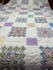 Stunning Vintage Antique Feed Sack Grandmother's  Quilt 85 X 100, Beautiful picture