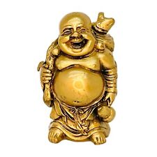 Vintage Golden Laughing Buddha Figurine Wealth Fortune Asian Oriental Feng Shui picture