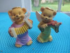 (2) VTG Angel Teddy Babies - 1980s-1990s Violin Accordion Music Teddy Bear  picture