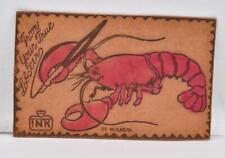 pair Antique leather used postcards circa 1906 Lobster & Manila, Philippines picture