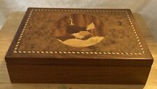 Wild Turkey Wood Inlay Box Handcrafted Marquetry Walnut Humidor 8”x12”x3” picture