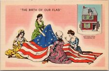 c1940s Patriotic LINEN Greetings Postcard 