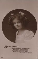 RPPC 1900's Little Girl Angel Voice Through the Long Night...UNP Postcard 6585d2 picture