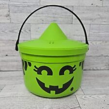 Vintage 1986 McDonald’s Halloween Witch Pumpkin Happy Meal Bucket Green w Lid picture