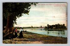 Davenport IA-Iowa, Across Dam From Suburban Island, Vintage c1911 Postcard picture