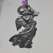Gloria Duchin Collectible Pewter Christmas Ornament - Hope Ribbon Purple Stone picture