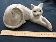 Beautiful Siamese Cat Figurine black Eyes grey Tan Ceramic Porcelain Vintage  m picture