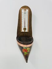 Vintage Wooden Holland Dutch Shoe Clog Thermometer Floral Decorative Hanging EUC picture