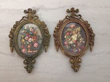 Set of 2 Vintage Victorian Ornate Italian Floral Metal Picture Frames Wall Decor picture