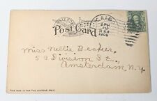 1905 BEN FRANKLIN Antique ONE CENT Green STAMP RARE Amsterdam NY  Postcard  picture