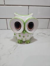 Vintage Relpo Owl Planter 2124 Ceramic Figurine Big Eyes White Green picture