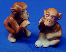 Vintage 1950-60s Set Of Two Small Porcelain Monkey Figurines Unmarked NICE picture