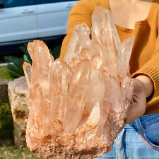 9.56lb Coarse healed specimen of large natural red transparent quartz crystal cl picture