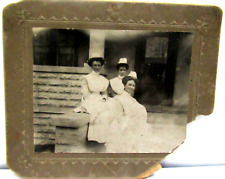 Antique Cabinet Photo Three Women in Nursing Uniforms Hats picture