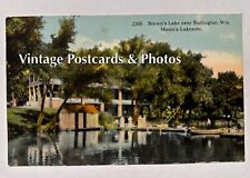 Burlington Wisconsin Brown’s Lake Moore’s Lakeside 1915 Vintage Postcard picture