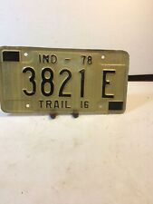 Vintage Indiana License Plate -  - Single Plate 1978   Man Cave Barware picture
