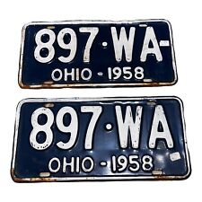 Vintage 1958 Ohio Collectible license plates pair Original Tag 897 WA  picture