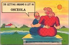 c1940s OSCEOLA Wisconsin Comic Linen Postcard 