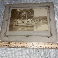 Antique Large 10 x 8” Cabinet Card: Men on Fishing Boat picture