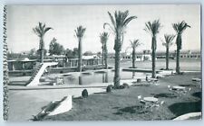 Tucson Arizona Postcard Hotel El Rancho Diablo Swimming Pool View Palm Tree 1940 picture