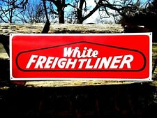 LG Hand Painted WHITE FREIGHTLINER Trucking Trucker Shop SIGN Diesel Garage SIGN picture