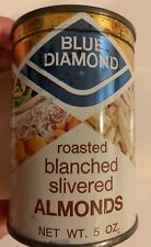 1960's Full Tin Can Blue Diamond Blanched Almonds NOS Sealed Unopened Key Wind picture