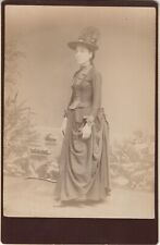 ATQ Cabinet Card Photograph Woman Standing Hat Feathers Oz Wicked Witch picture