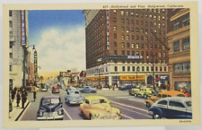 View of Hollywood and Vine Street Hollywood California Vintage Postcard picture