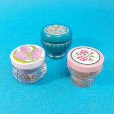 3 Vtg Avon Cream Sachet .66oz Glass Jars Carnation Hyacinth Hawaiian Ginger NOS picture