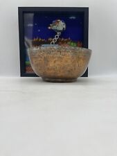 Antique Middle Eastern Stamped Copper/ Tinned 7” Footed Bowl picture