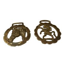 Set of 2 Vintage Brass Saddle Harness Bridle Medallions 3