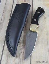 GIL HIBBEN DAMASCUS SIDEWINDER FIXED BLADE KNIFE FULL TANG WITH LEATHER SHEATH picture
