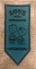 Vintage 1967 Peanuts Gang Linus & Sally LOVE Felt Pennant Blue Banner Schulz picture