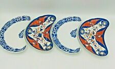 Antique Crescent Plates Porcelain Salad Plate Imari & Flow Blue Marked Orange  picture