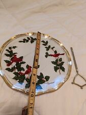 1985 Lefton plate candy dish READ cardinal holly vintage  picture