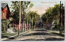 Waterville Maine~Pleasant Street~Residential Area~Trees Along Sidewalk~1910 picture