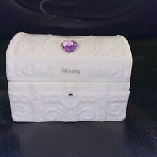 Precious Moments Trinket Box February Amethyst Faux Stone picture