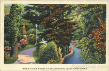 1939 Greetings From Charlestown,NH Sullivan County New Hampshire Linen Postcard picture