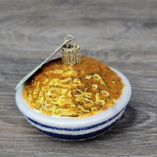Old World Christmas Bowl Of Mac And Cheese Ornament Blown Glass Glitter picture