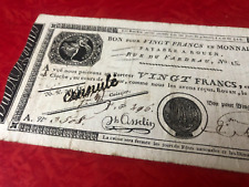 a voucher for 20 francs in paper coins old bank rouen normandy 1803 picture