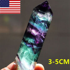 100% Point Healing Hexagonal Crystal Stone Natural Fluorite Quartz Wand US picture