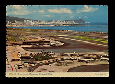 Postcard Honolulu International Airport Terminal and Diamond Head Airplanes   A7 picture