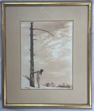 J.W. PONDELICEK Signed Girl Hugging Tree Circa 1920s Framed Sepia Photo Pinup picture