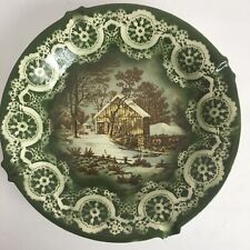 Currier & Ives The Old Homestead In Winter Green Ashtray 9