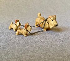 Vintage Miniature Terrier Sealyham Mom & Puppies chain leash Japan picture