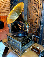 Antique Working Gramophone Vintage Gramophone Player Phonograph Vinyl Recorder picture
